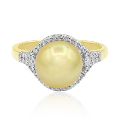 Bague en or et Perle dorée des mers du sud (TPC)