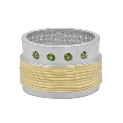 Bague en argent et Diopside de Russie (MONOSONO COLLECTION)