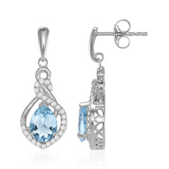 Boucles d'oreilles en argent et Topaze bleu ciel