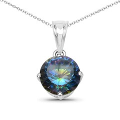 Collier en argent et Quartz mystique bleu