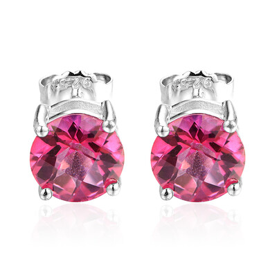 Boucles d'oreilles en argent et Topaze rose