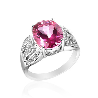 Bague en argent et Topaze rose