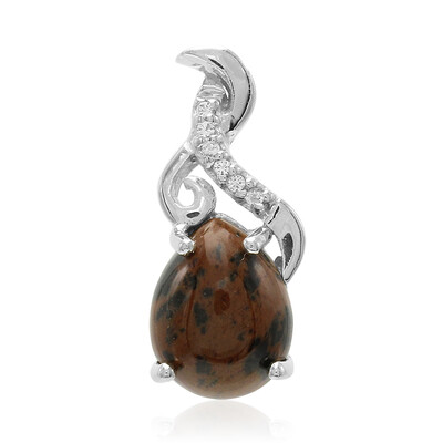 Pendentif en argent et Obsidienne acajou