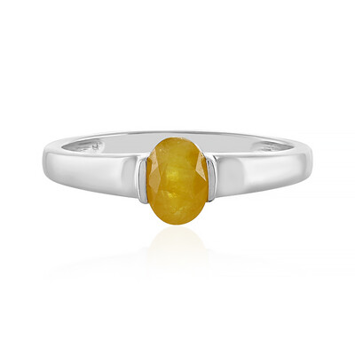 Bague en argent et Saphir jaune de Madagascar