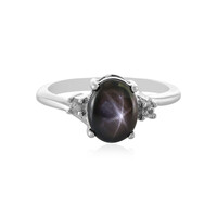 Bague en argent et Saphir étoilé noir