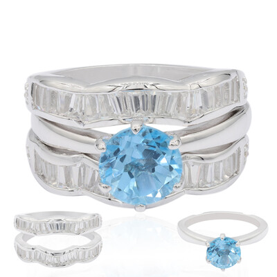 Bague en argent et Topaze bleu Suisse