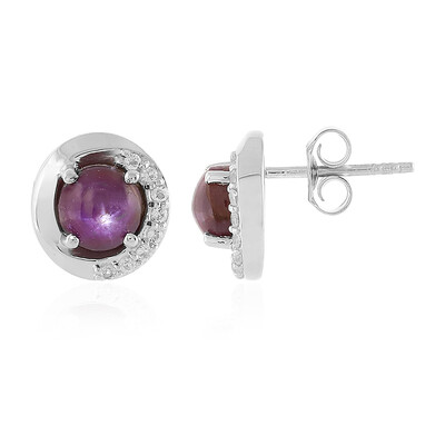 Boucles d'oreilles en argent et Rubis étoilé de Channapatna