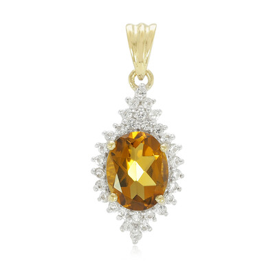 Pendentif en argent et Quartz cognac