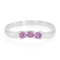 Bague en argent et Saphir pourpre de Ceylan non chauffé