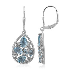 Boucles d'oreilles en argent et Topaze bleu ciel