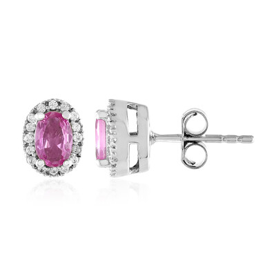 Boucles d'oreilles en argent et Saphir de Ceylan rose non chauffé