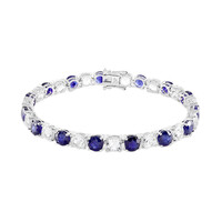 Bracelet en argent et Saphir bleu de Madagascar