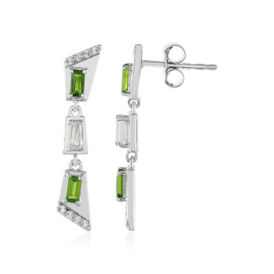Boucles d'oreilles en argent et Diopside de Russie