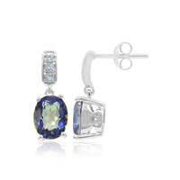 Boucles d'oreilles en argent et Quartz mystique bleu