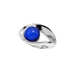 Bague en argent et Ambre bleue de Colombie
