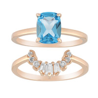 Bague en argent et Topaze bleu Suisse