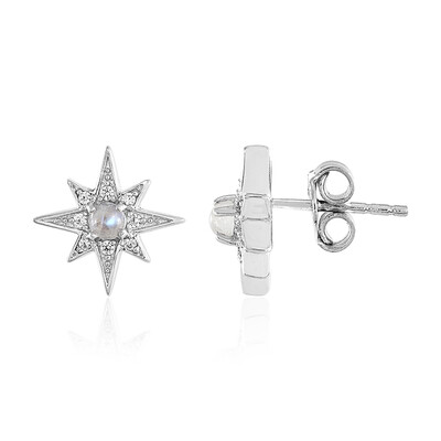 Boucles d'oreilles en argent et Pierre de Lune arc-en-ciel