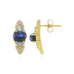 Boucles d'oreilles en argent et Saphir étoilé bleu