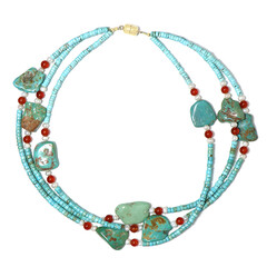 Collier en argent et Turquoise de Kingman (Adela Silber)