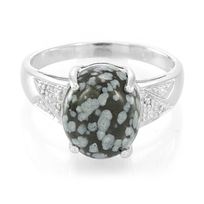Bague en argent et Obsidienne Flocon-de-Neige