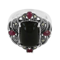 Bague en argent et Agate noire