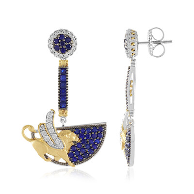 Boucles d'oreilles en argent et Spinelle bleu cobalt (Gems en Vogue)