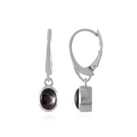 Boucles d'oreilles en argent et Saphir étoilé noir
