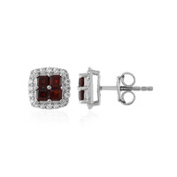 Boucles d'oreilles en argent et Grenat rouge
