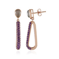 Boucles d'oreilles en argent et Labradorite pourpre de Maniry (KM by Juwelo)