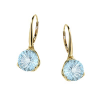 Boucles d'oreilles en or et Topaze bleue
