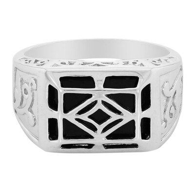 Bague pour homme en argent et Agate noire