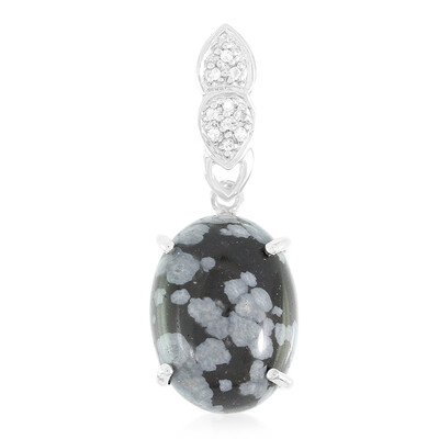 Pendentif en argent et Obsidienne Flocon-de-Neige