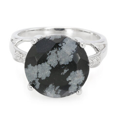 Bague en argent et Obsidienne Flocon-de-Neige