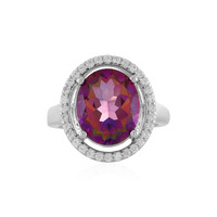 Bague en argent et Topaze mystique pourpre