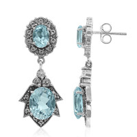 Boucles d'oreilles en argent et Topaze bleu ciel