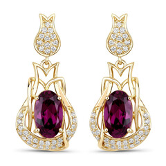Boucles d'oreilles en or et Grenat magenta (SUHANA)