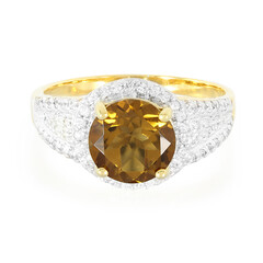 Bague en argent et Quartz cognac