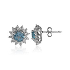 Boucles d'oreilles en argent et Topaze bleu ciel