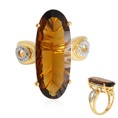 Bague en argent et Quartz champagne