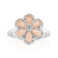 Bague en argent et Quartz pêche pastel
