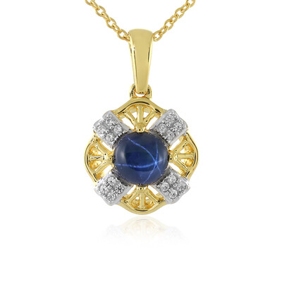 Collier en argent et Saphir étoilé bleu
