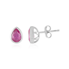 Boucles d'oreilles en argent et Saphir rose de Madagascar