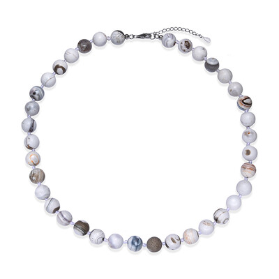 Collier en argent et Agate blanche porcelaine