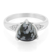 Bague en argent et Obsidienne Flocon-de-Neige
