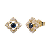 Boucles d'oreilles en or et Saphir bleu de Ceylan (CIRARI)