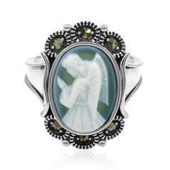 Bague en argent et Agate verte