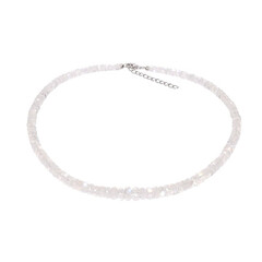 Collier en argent et Pierre de Lune arc-en-ciel