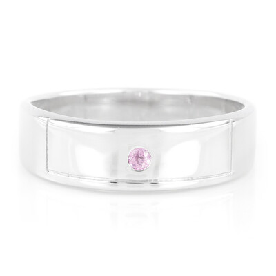 Bague pour homme en argent et Saphir rose de Ceylan