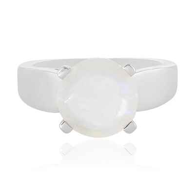 Bague en argent et Pierre de Lune arc-en-ciel