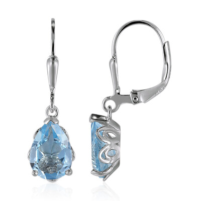 Boucles d'oreilles en argent et Topaze bleu ciel